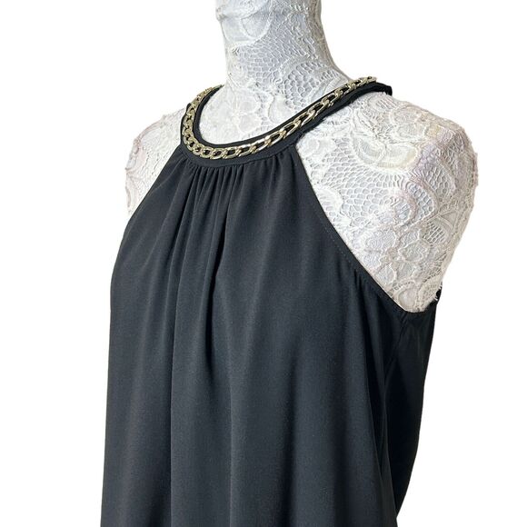 Calvin Klein Sleeveless Gold Neck Chain Halter Cocktail A-Line Dress Women's 6 - Picture 4 of 8